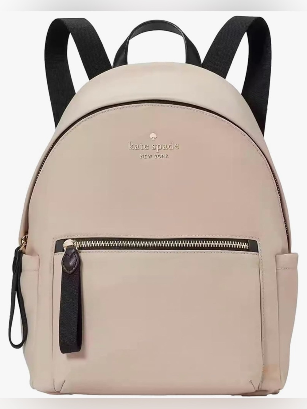 NWT Kate Spade Chelsea Medium Backpack Colorblock Warm Beige Black Nylon KE955